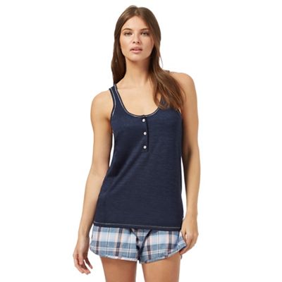 Navy marl pyjama vest top